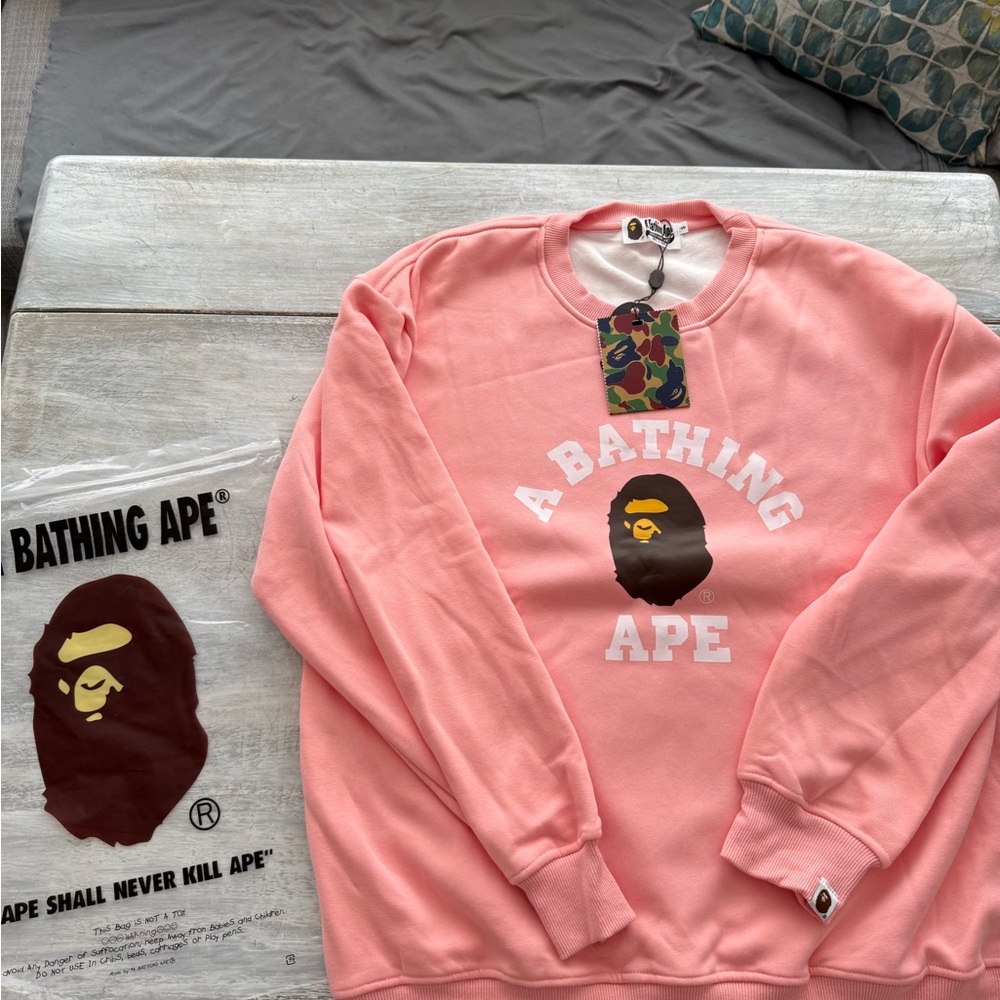 Pink Bape College Crewneck